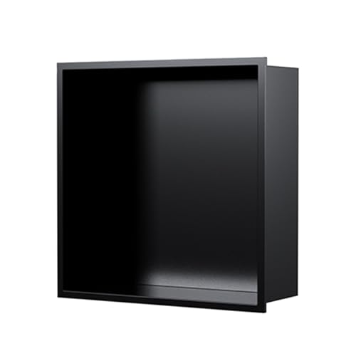 Waterproof Recessed Shower Niche - Matte Black Stainless Steel Organizer Shelf Square Wall-Mounted Storage Rack Bathroom Caddy for