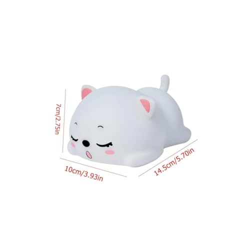 Image of Silicon Cat Night Lights for Kids, 7 Color Changing Mode, Rechargeable Lamp, Tap Control with USB Cable Perfect for Baby, Girl, Boys, Children
