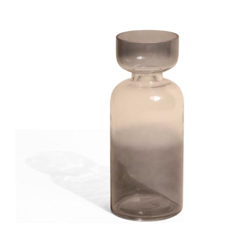 Image of Grande Handblown Glass Vase for Flowers & Home Decor | Slate Grey Decorative Table Vase for Living Room, Dining Table & Gifting
