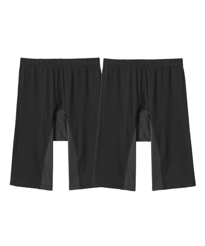 [ニッセン] レギンス･トレンカ 綿混ぽっちゃりさんのための５分丈オーバーパンツ２枚組 黒2枚 3Lのサムネイル