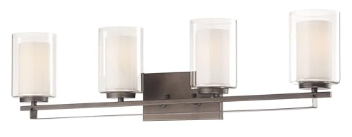 Image of Minka Lavery 6104-172 Parsons Studio Vanity Bath Light, 4-Light, 400 Total Watts, 32.5-in H x 8.75-in W, Smoked Iron