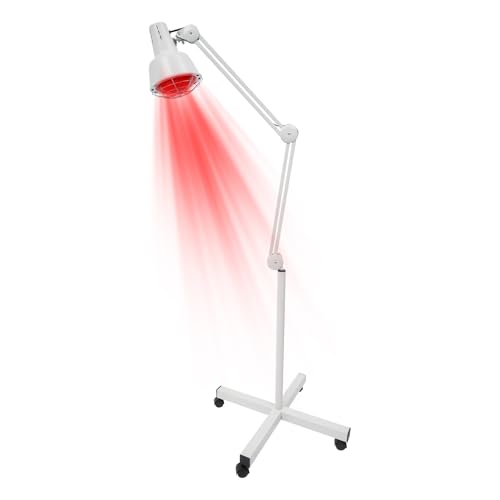 DHQCQL Lámpara de luz roja por infrarrojos, 275 W, 360°, lámpara de calor con base y 4 números de ruedas universales, temperatura ajustable de 0 a 90 °C, uso doméstico portátil con luz infrarroja