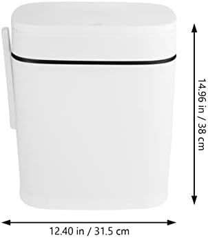 LIFKOME 14 Liter Bathroom Trash Can with Toilet Brush Holder, 15.5cm Slim Wastebasket with Toilet Brush Container Bathroom Trash Can Garbage Can with Press Top Lid for Bathroom Kitchen