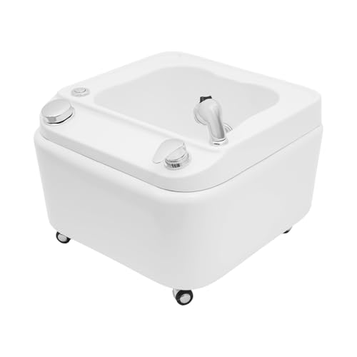KannBeki Acrylic Foot Spa Bathtub with 7 Colors LED Light,Acrylic Pedicure Basin with Universal Wheels,21.65 Inch White Pedicure Bowl,Portable Foot Spa Tub for Home Salon Spa