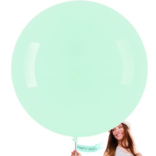 Image of PartyWoo Mint Green Large Balloons 4 pcs 36 Inch Pastel Green Light Green Giant Big Jumbo Balloons for Birthday Baby Shower Wedding Anniversary Graduation Party Decorations, Green-Q06