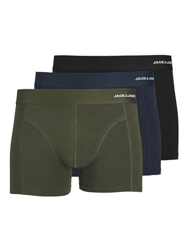 JACK & JONES Herren Jacbasic Bamboo Trunks 3 Pack Noos Boxershorts, Forest Night, XL EU