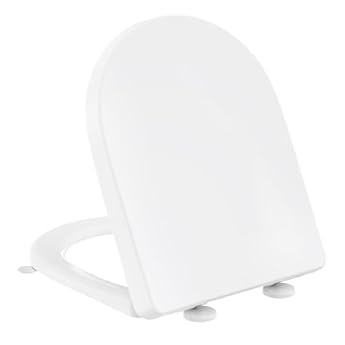 Foto di YEAUPE PRO Tavoletta WC Universale D Forma, Sedile WC Con Chiusura Ammortizzata e Funzione di Sgancio Rapido, Bianco, 44,6 x 36,1 x 5 cm, incluso modello di installazione