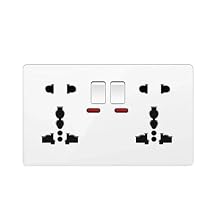 White Universal Double 5-Pin Wall Power Outlet Electrical Socket 220V 10-Pin General-Purpose Plug Socket White 110-250V#Universal