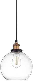 Glass Pendant Light, JOYCEMALL Modern Industrial Clear Glass Hanging Lamp Fitting Fixture for Kitchen Island Bedroom Dining Room Loft - 8 inch / 20cm Diameter (JM:2001013-01-200-CE/o73)