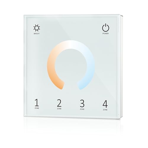 Variateur LED CCT DMX512 panneau mural 4 zones 230V blanc