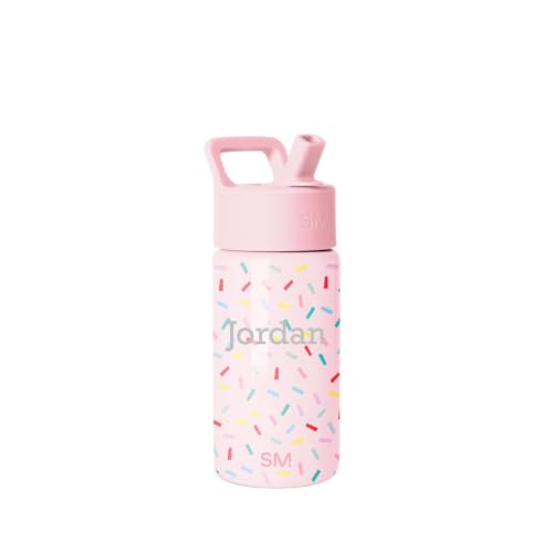 Simple Modern Personalized Kids Water Bottle with Straw Lid | 14oz Insulated Stainless Steel Kids Tumbler & Spill Proof Toddler Cup for School, Girls, Boys | Summit | Confetti