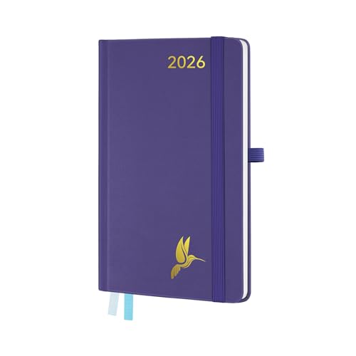 FEKSINO Kalender 2026: Taschenkalender A6 Klein A6-18 x 9 8 cm Buchkalender 2026 Wochenplaner 12-Monate Terminplaner (Jan.2026-Dez.2026) mit 100 GSM Papier & PU-Leder Hardcover Lila