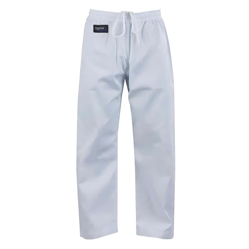 Sportech Italia Pantaloni Cotone Arti Marziali Karate Kungfu Wushu Jujitsu Judo Tai Chi (Bianco, XL, 190/199cm)