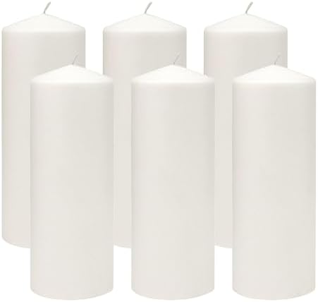 Stonebriar Unscented White Tall Pillar Candles, 80 Hour Burning C...