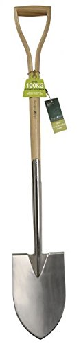 Burgon & Ball RHS Stainless Steel Large Ground Breaker Garden Spade, 111 cm Length, Silver