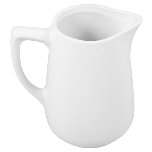 STOBAZA Milk Jug Porcelain Syrup Pitcher Mini Creamer Pitcher Milk Frothing Pitcher Cream Pourer Gravy Pourer with Handle Milk Creamer Pitcher Seasoning Pitcher Cream Jug White Ceramics