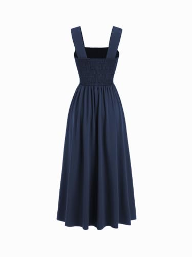 Image of CIDER Womens Floral Smocked Dresses Square Neck Long Midi Sundress | A Line, Sleeveless, Summer Outfits
