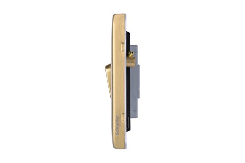 Schneider Electric Lisse Screwless Deco - Single 2 Way Light Switch, 10AX, GGBL1012BSB, Satin Brass with Black Insert