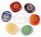 Chakra Stones-Reiki Healing Crystal With Engraved Chakra Symbols Holistic Balancing Polished Palm Stones Set of 7