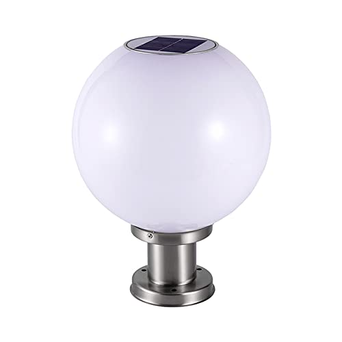 Craftthink Outdoor Post Lantern, Waterproof Globe Led Solar Post Light Fixtures Simplicity Silver-White Acrylic Landscape Pillar Light Powered Patio Light For Garden Backyard Patio Landscape, 10" W #TOP30
