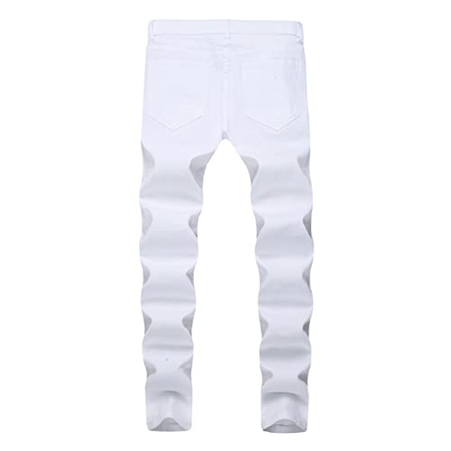 DGHM-JLMY Men's Knee Zipper Slim Jeans Biker Zipper Deco Washed Straight Fit Jeans Trim Rib Waist Jogger Pant2