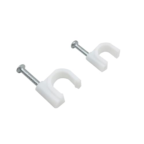100 Pack Cable Clips, Strong White Nail Clips Durable Round Cable Clip, 2 Sizes 6mm & 8mm Cable Holder Management Wire Tidy Clips
