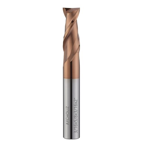 Image of 2 Flute 3 /16 inch Carbide Square End Mill Micrograin Milling Bits Sets TISIN Coating CNC Router Bit for Steel