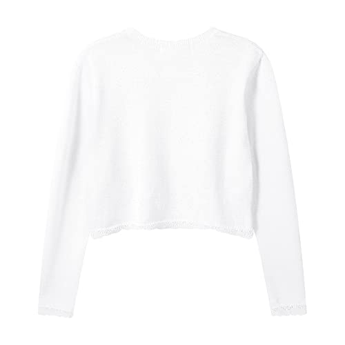 Image of Girls Cardigan Bolero Ruffle Open Front Button Cover-Up 3-12Y