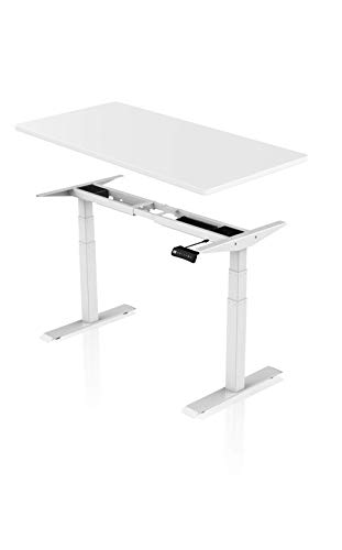 Preisvergleich Produktbild Könighaus Ergonomischer Premium Schreibtisch mit Doppelmotor - Elektrisch Höhenverstellbar (Weißes Gestell mit Weißer Tischplatte)
