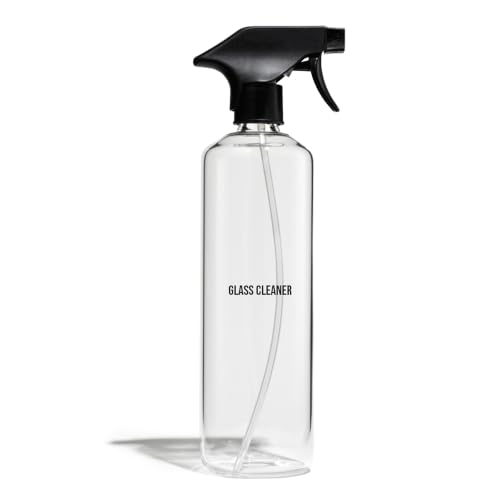 Public Goods Empty Glass Spray Bottle for Glass Cleaner | Refillable Spray Bottle for Cleaning | Made with Clear Borosilicate Glass for Windows, Mirrors | BPA Free | 24 Oz