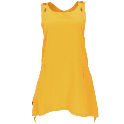 GURU SHOP Latzrock, Oversize Trägerkleid, Latzkleid, Ballonrock - Kurkuma, Damen, Baumwolle, Size:S/M