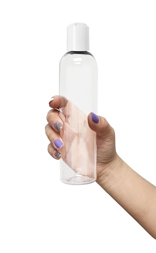 ljdeals 8 oz Clear Plastic Empty Bottles with White Disc Top Caps, Refillable Containers for Shampoo, Lotions, Cream and More Pack of 6, BPA Free, Made in USA4