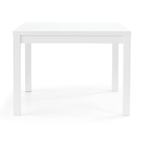 Mar.c.a. Design - Tavolo da Pranzo Quadrato 100x100x76 cm - Apertura a Libro Fino a 200 cm con Piano Piano in Legno Nobilitato - Bianco Frassinato - Made in Italy
