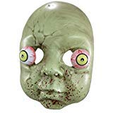 Plastic Zombie Mask, Baby Doll Costume Head with Bulging Eyes and Bloody Mouth for Adults, 9 Inch Green