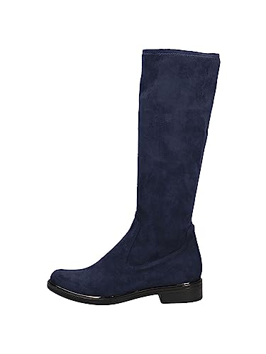 CAPRICE Damen Hohe Stiefel ohne Absatz Kniehoch Vegan, Blau (Ocean Stretch), 37.5 EU