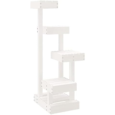vidaXL White Solid Pine Cat Tree with Platforms Cover