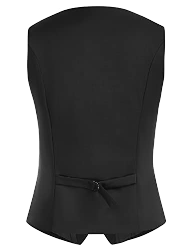 Belle Poque Women Double Breasted Waistcoat Vintage Lapel Collar Vest Coat with 2 Pockets2