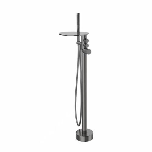 Mitigeur de baignoire cascade au sol gris pour une salle de bain style spa