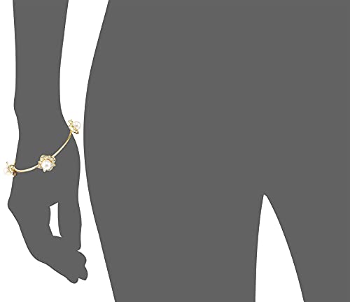 24kt Plated Floral Bracelet with Pearls & Crystals