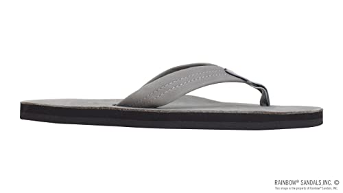 Rainbow Sandals Men's Premier Leather Single Layer Wide Strap With Arch, Grey, Men's X-Large / 11-12 D(M) Us #TOP4