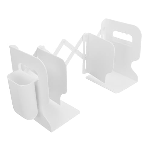 ELAYARD 折りたたみ式デスクトップ収納ブックエンド ホワイト 卓上棚付き 多機能書立架 オフィスや自宅用シンプル装飾ブックスタンド