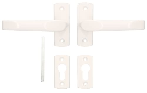 KOTARBAU® Juego de manillas para puerta con rosetas para cilindro, bombín, Manillas de puerta con placa corta, Manillas de aluminio ZnAl - blanco, 2 Manetas, Manijas diseño clásico, Picaportes