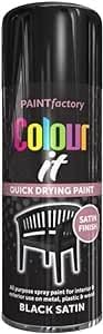 GSV Essentials Black Satin Spray Paint, Quick Drying Paint, Satin Finish, All Purpose Spray Paint for Interior & Exterior, Use on Metal, Plastic & Wood, 250ml (1 PCS)