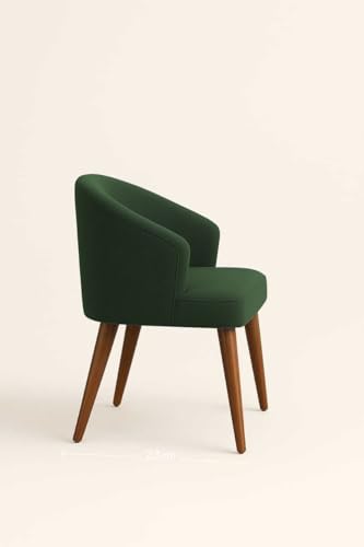 Image of WOODEN SPACE Velvetine Arm Chair for Living Room | Pure Sheesham Wood Legs & Premium Velvet Fabric | Vintage Accent Chair for Home & Office (Green)