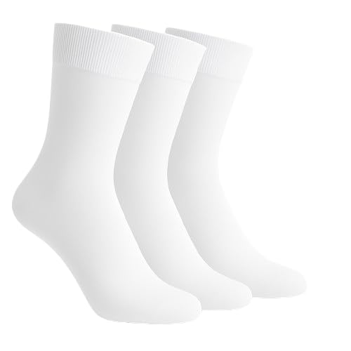 Wens Plain White School Socks for Girls, Boys, Kids & Men of All Ages (Pack of 3) | Heavy Elastic, Streachable & Comfortable Fit | Calf Length Uniform Socks | Anti Bacterial & Anti Odour - 02
