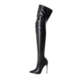 Dasongff Cuissardes Femme Sexy Haute Bottes au Dessus du Genou pour Hommes et Femmes Talons Hauts Fermeture éclair en Cuir Cuissardes Hautes Bottes au Genou Grande Taille Fermeture éclair