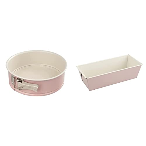 Dr. Oetker 4651 Springform Flachboden, runde Kuchenform aus der Serie Modern Baking, 20 cm & 4655 Kastenform 25 cm, Königskuchenform aus der Serie Modern Baking (Farbe: Rosa/Creme)