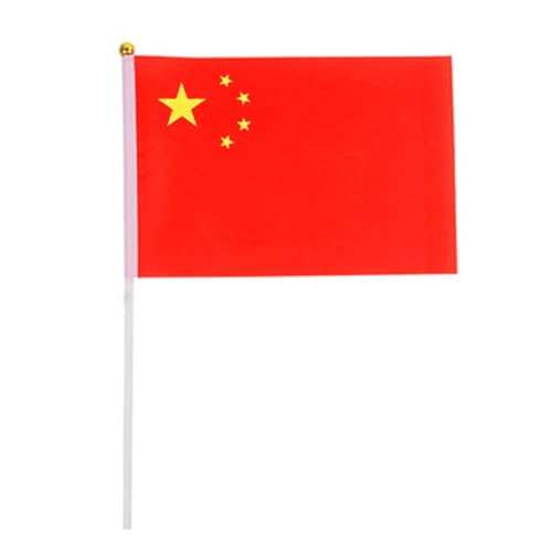 China-Nationalflagge, 10 Stück, China-Handflagge, zweiseitig, bedruckt, rotes Polyester, klassische Elemente, kleine China-Nationalflagge für den Außenbereich, China, kleine China-Handflagge