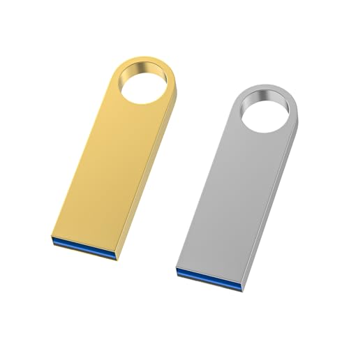 WOOOLKEN 16GB Chiavetta USB 3.0 2 Pezzi Metallo Pen Drive Impermeabile,USB 3.0 Unità 16GB Pennetta USB per Archiviazione Dati con Portachiavi