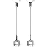 iMount ICMKT Pair of 1-Way Ceiling Hanging Kits for Panels/Screens/Signage w/ 2m Steel Wire & Twist-On T-Bar Clip, 16kg Load
